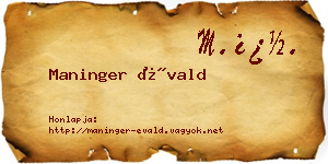 Maninger Évald névjegykártya